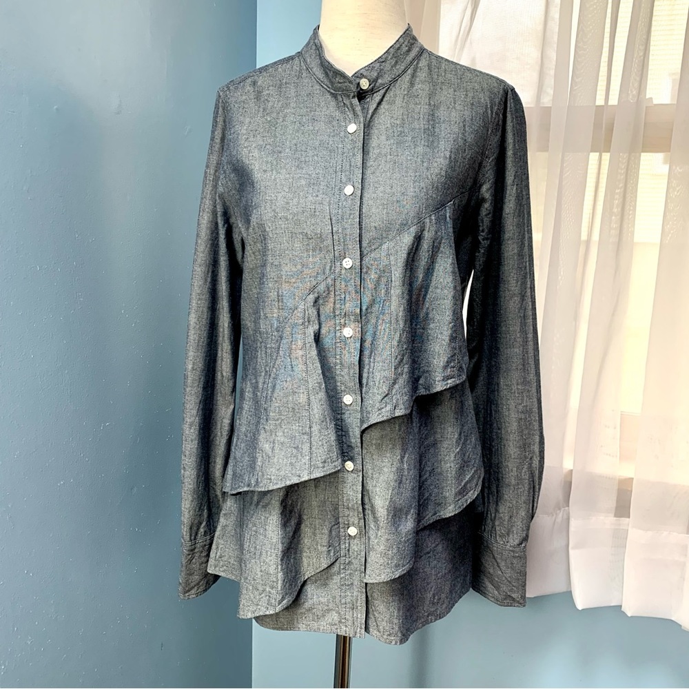 J. Crew Chambray Pararuffle Button Down Shirt - Picture 8 of 9